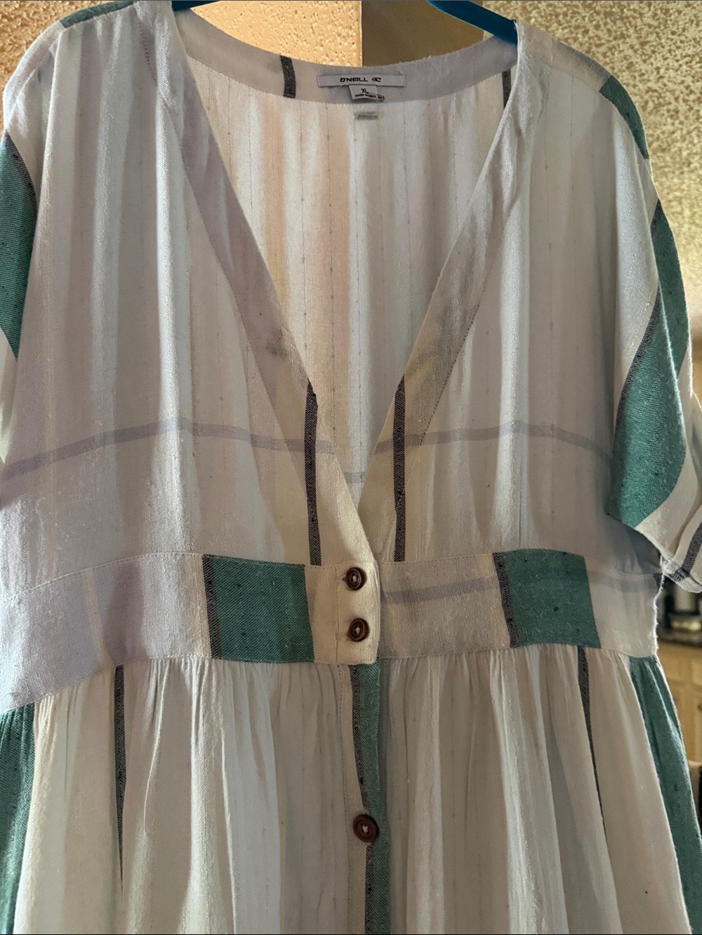 Dress - O’Neill - Light Blue Multi Stripe Button-Up Midi - SZ XL - Cotton Blend - Picture 3 of 14